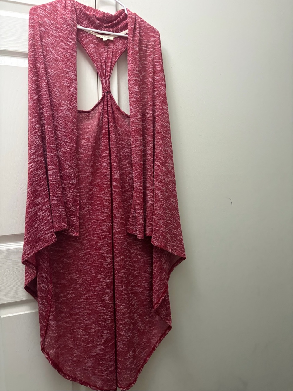 Open-Front Knit Vest in Berry Heather